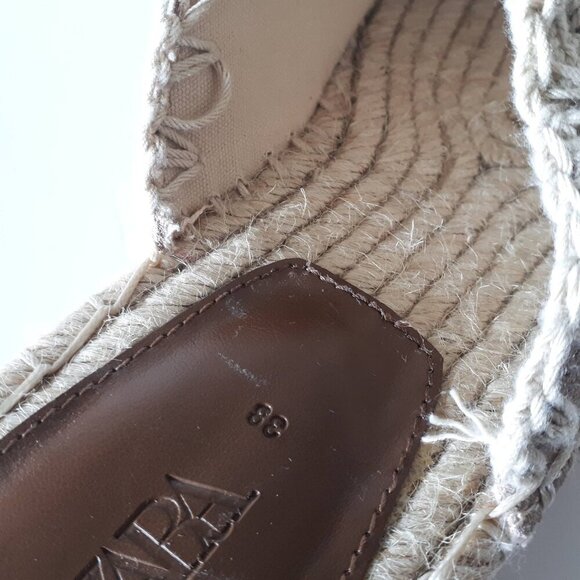 NWOT Zara ecru and khaki suede crochet espadrille platform sandals, EU 38 - Picture 14 of 14